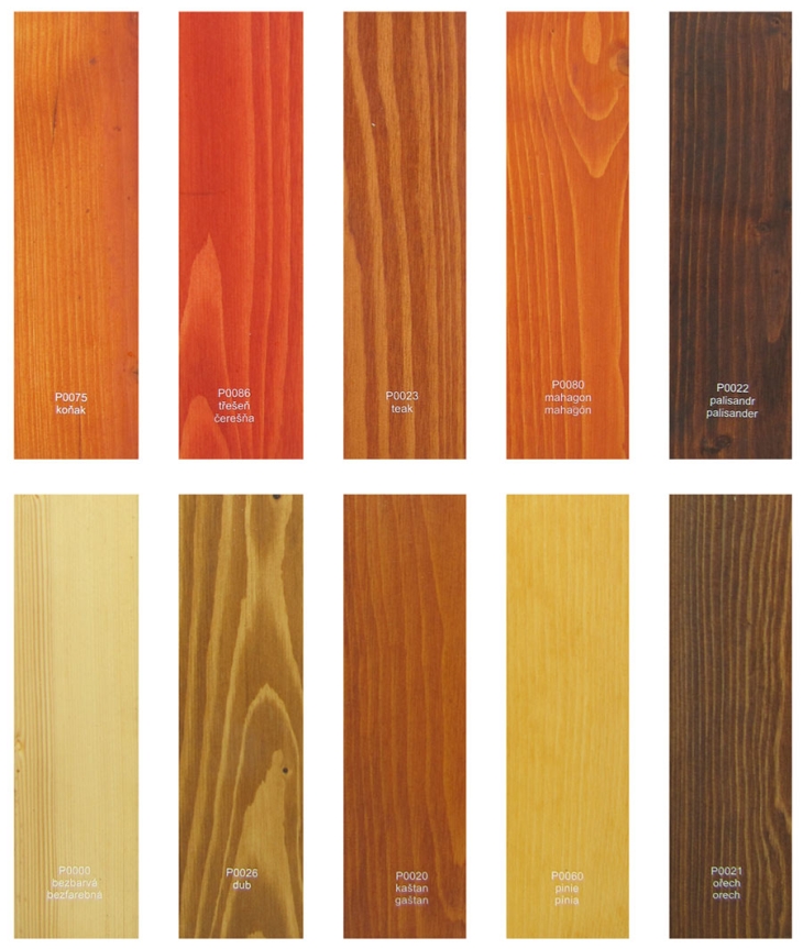 Vzorník barevných odstínů dřeva